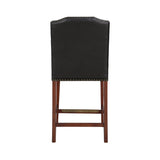 Comfort Pointe Bristol Stationary Brown Faux Leather Counter Stool with Nail Heads Brown  Faux Leather /  Warm Espresso base