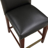 Comfort Pointe Bristol Stationary Brown Faux Leather Counter Stool with Nail Heads Brown  Faux Leather /  Warm Espresso base