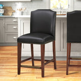 Comfort Pointe Bristol Stationary Brown Faux Leather Counter Stool with Nail Heads Brown  Faux Leather /  Warm Espresso base