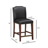 Comfort Pointe Bristol Stationary Brown Faux Leather Counter Stool with Nail Heads Brown  Faux Leather /  Warm Espresso base