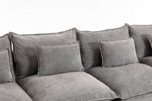 English Elm 129.8" Wide Modular Cloud Sectional Cotton Linen Sofa with Deep Foam Seats and Ottomans Antique Grey W2530S00015