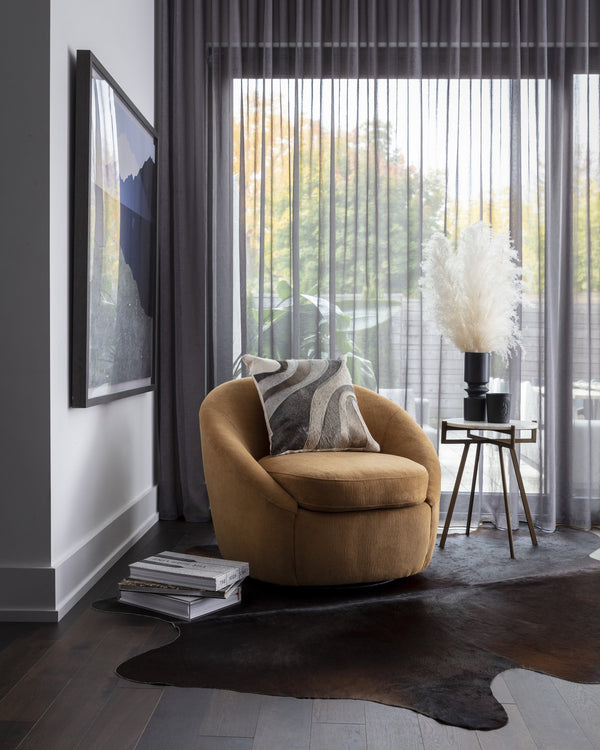 Sunpan Anak End Table – Rustic Elegance with Antique Brass Frame and Unique Natural Marble Top Design White