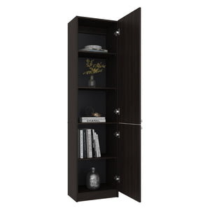 English Elm Butte Tall Two-tone Oak Bookcase with Concealed Doors and Open Shelves for Home Office B097P480467