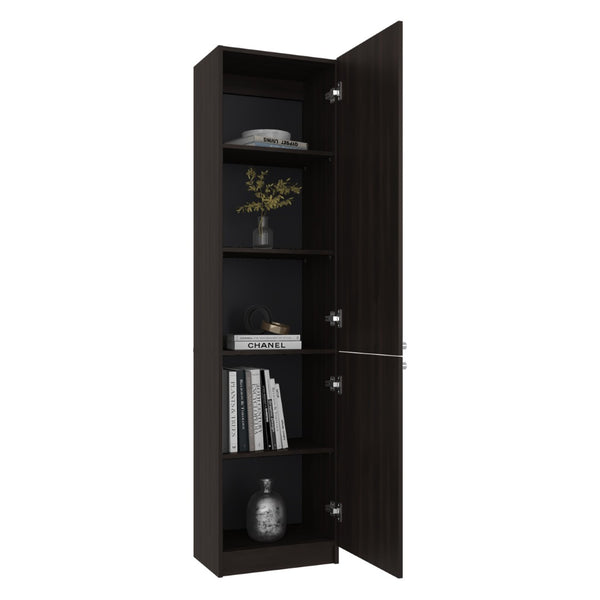 English Elm Butte Tall Two-tone Oak Bookcase with Concealed Doors and Open Shelves for Home Office B097P480467