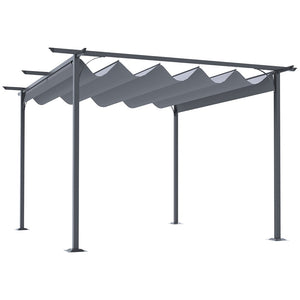 English Elm Outsunny 11.5' X 11.5' Retractable Pergola Canopy - Durable Uv Protection For Patios & Gardens W2225P174284-GIGA