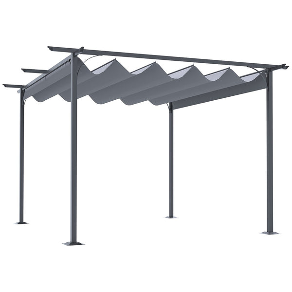 English Elm Outsunny 11.5' X 11.5' Retractable Pergola Canopy - Durable Uv Protection For Patios & Gardens W2225P174284-GIGA