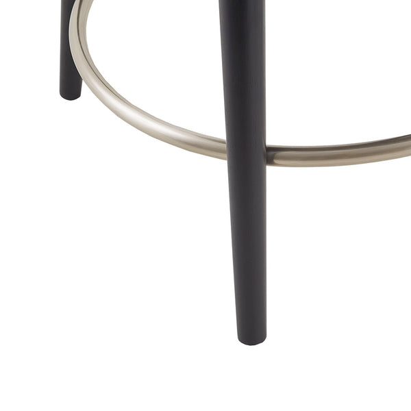 JLA Home Madison Park - Swivel Counter Stool with Soft Grey Upholstery, Black Wood Legs, Nailhead Trim & 360° Swivel Functionality MP104-1104