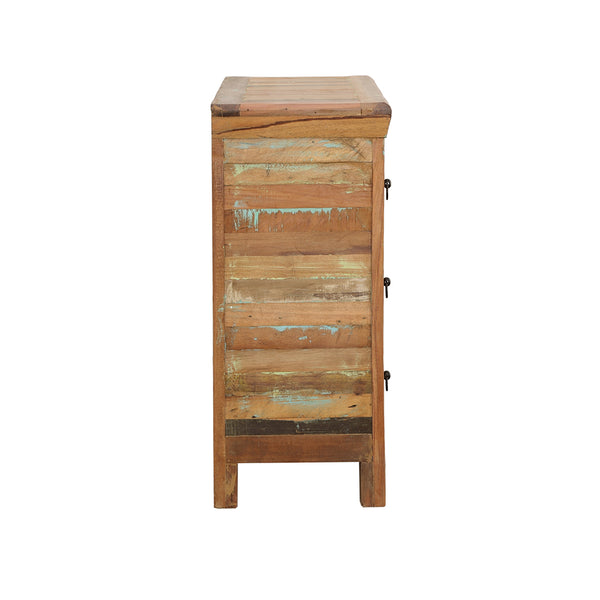 English Elm Lynden Reclaimed Wood Accent Cabinet with 4 Drawers, Rustic Acacia & Teak Finish, Ornate Metal Pulls B062P353466