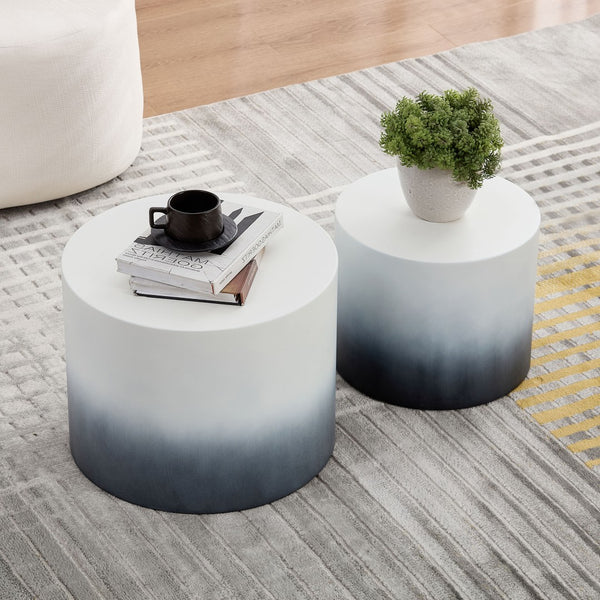 English Elm Mdf Nesting Table Set of 2 Two-tone Geometric Modern Living Room Accent Pair W876P309992