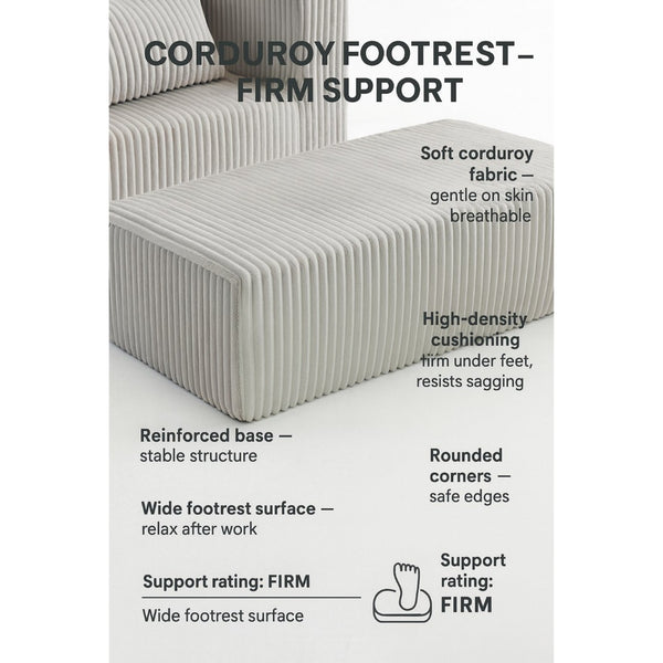 English Elm Oversized Corduroy Floor Lounge Chair with Modular Ottoman All Foam Deep Seat W3326S00027