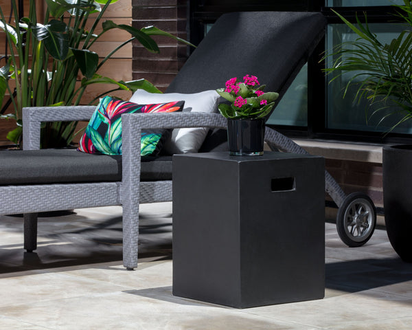 Sunpan Castor End Table - Urban Chic Concrete Design Perfect for Modern Interiors and Stylish Outdoor Spaces Black