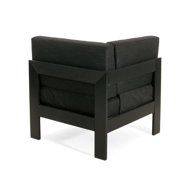 English Elm Christopher Knight Home® - Giovanna V Shaped Sofas - Black Aluminum Outdoor Conversation Set with Water-Repellent Cushions, Slat Design, Coffee Table Included GIOVANNA-4PCS