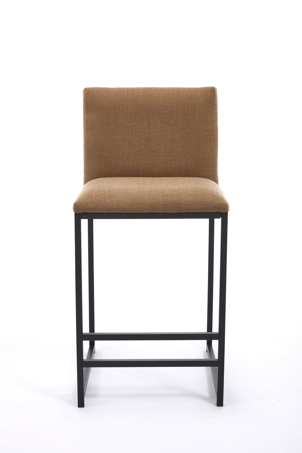 English Elm Counter Height Bar Stools Set of 2 Upholstered Linen Seats with Metal Frame & Cushion Comfort for Kitchen Bar and Dining Room Coffee W1249P257010