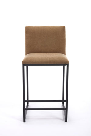 English Elm Counter Height Bar Stools Set of 2 Upholstered Linen Seats with Metal Frame & Cushion Comfort for Kitchen Bar and Dining Room Coffee W1249P257010