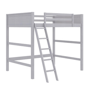 English Elm Denver Full Size Loft Bed with Ladder & Guardrails, Gray Wood Space-Saving Design for Kids Rooms B2733P384490