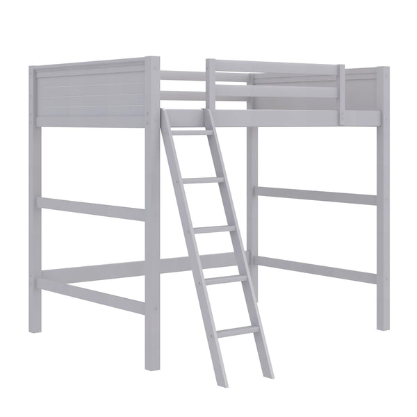 English Elm Denver Full Size Loft Bed with Ladder & Guardrails, Gray Wood Space-Saving Design for Kids Rooms B2733P384490