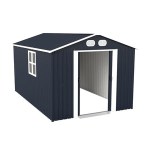 English Elm Campcraft 8x12 Outdoor Metal Storage Shed Lockable Weatherproof Backyard Tool House Dark Gray W1598S00042