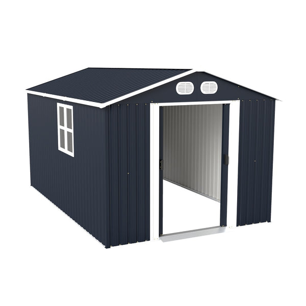 English Elm Campcraft 8x12 Outdoor Metal Storage Shed Lockable Weatherproof Backyard Tool House Dark Gray W1598S00042