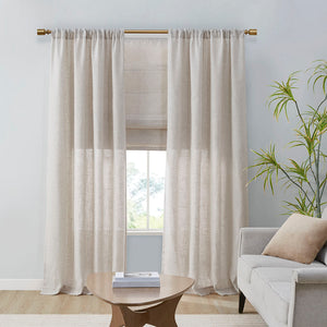 JLA Home Madison Park - Linen Kyler Light-Filtering Curtain Panels Pair — Textured Linen-Blend, OEKO-TEX, Soft White Drapes Natural MP40-7985