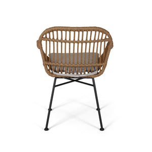 English Elm Rodney Polyethylene Rattan Accent Chair Set Woven Over Steel Frame for Modern Living 65036.00LBRN