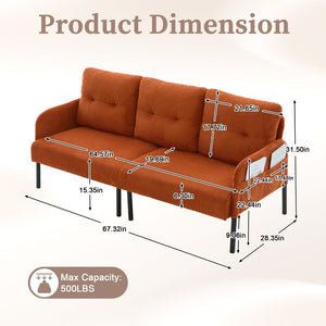 English Elm United We Win Corduroy Loveseat Plush Ergonomic Sofa with Spring Support Metal Legs Orange W1568P410045