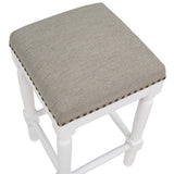 Comfort Pointe Farmington White Turned Leg Counter Stool with Taupe Upholstered Seat Taupe Fabric / White Base