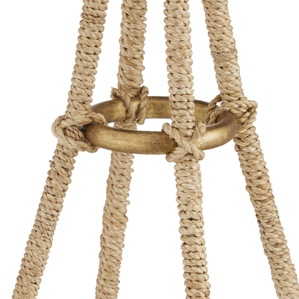 Passageway Pendant Light - Coastal Teardrop Design with Rope-Wrapped Finish & Frosted Glass Globe