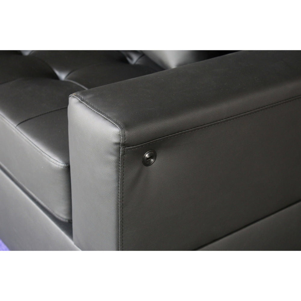 English Elm PVC Loveseat with Tufted Cushions, Built-In LED Ambient Lighting & USB Charger for Modern Comfort B016P402317