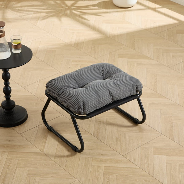 English Elm Patio Sling Recliner with Ottoman Steel Frame Corduroy Cushion Modern Lounge Chair W640P443413