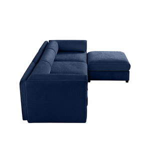 English Elm Elegant Blue Chenille Sectional Sofa With Hidden Storage, Ergonomic Support, And Modular Design W714S01050