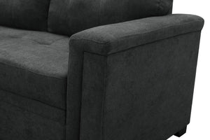 English Elm Aurora Woven Fabric Sleeper Sectional with Usb Charging Storage Chaise Living Room Dark Gray B2749S00179