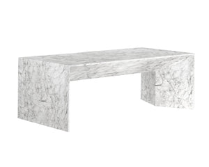 Sunpan Nomad Coffee Table - Elegant Concrete Design with Unique Textures for Indoor and Covered Outdoor Use Marble Look / White