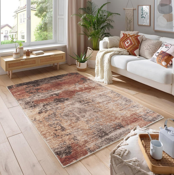 English Elm Jewel Abstract Multi Color Turkish Woven Plush Area Rug for Living or Dining Rooms B186P428925
