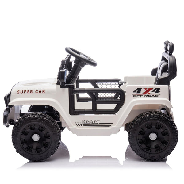 English Elm 24v Kids Ride on Car with Parental Remote Four Wheel Suspension Led Lights Bluetooth White W1578P235083