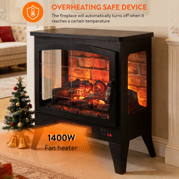 English Elm 21 Inch Three-sided Electric Fireplace Stove with 3d Flame and Remote Control W1769P346175