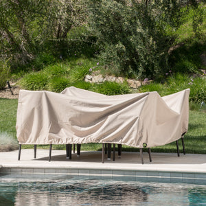 English Elm Christopher Knight Home® - SHIELD Waterproof Dining Set Cover Beige, 95"x72"x30" 100% Polyester Fabric, Weather & UV Protection 60004.00