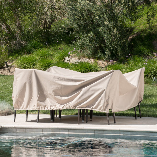 English Elm Christopher Knight Home® - SHIELD Waterproof Dining Set Cover Beige, 95"x72"x30" 100% Polyester Fabric, Weather & UV Protection 60004.00