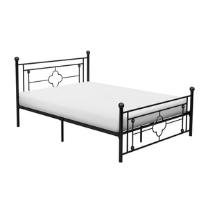 English Elm 1pc Morris Full Platform Bed Black Metal Frame with Ball Finials & Quatrefoil Design, 56"x77.75" B011P207843