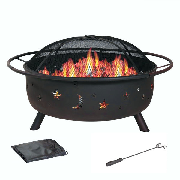 Homeroots 30" Fire Pit With Charcoal Grill And Spark Screen   322823