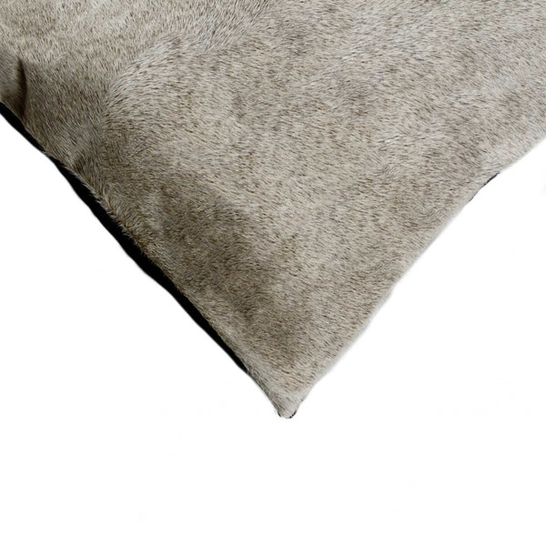 HomeRoots Set of Two Luxurious Cowhide Throw Pillows for Cozy Living Room Decor and Stylish Comfort Grey 322824