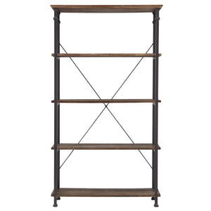 Homelegance Eastfield 40 Inch Industrial Wood Bookcase with Metal Frame and 4 Shelves for Home Brown / Black 3228BR-12L