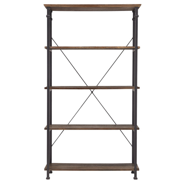 Homelegance Eastfield 40 Inch Industrial Wood Bookcase with Metal Frame and 4 Shelves for Home Brown / Black 3228BR-12L