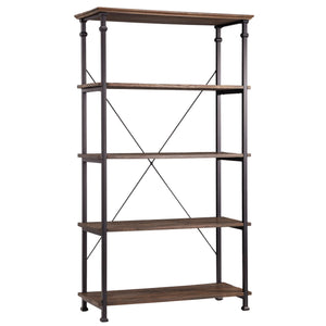 Eastfield 40 Inch Industrial Wood Bookcase with Metal Frame and 4 Shelves for Home