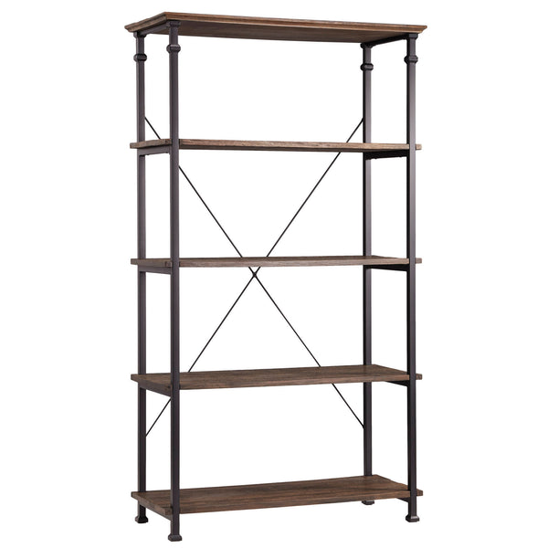 Eastfield 40 Inch Industrial Wood Bookcase with Metal Frame and 4 Shelves for Home