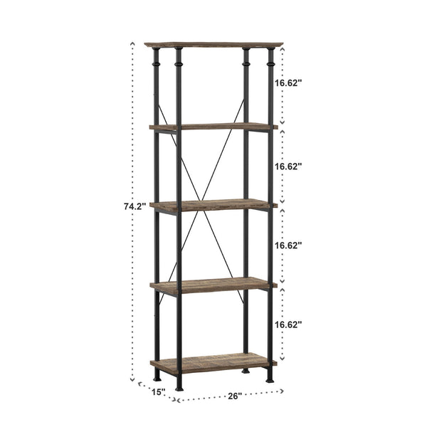 Eastfield 26 Inch Industrial Metal Frame 4 Shelf Bookcase for Modern Living Spaces