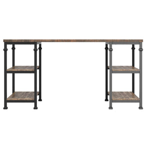 Homelegance Eastfield Industrial Metal and Wood Office Desk with Four Open Storage Shelves Brown / Black 3228BR-15C
