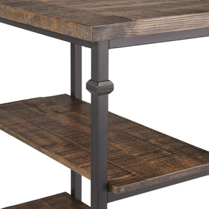 Eastfield Industrial Metal and Wood Office Desk with Four Open Storage Shelves
