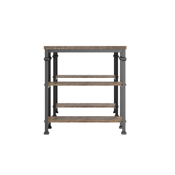 Eastfield Industrial Metal and Wood Office Desk with Four Open Storage Shelves