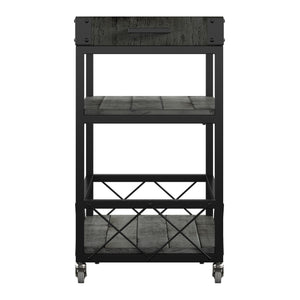 Eastfield Industrial Bar Cart Poplar Wood Shelves Wine Racks and Swivel Wheels