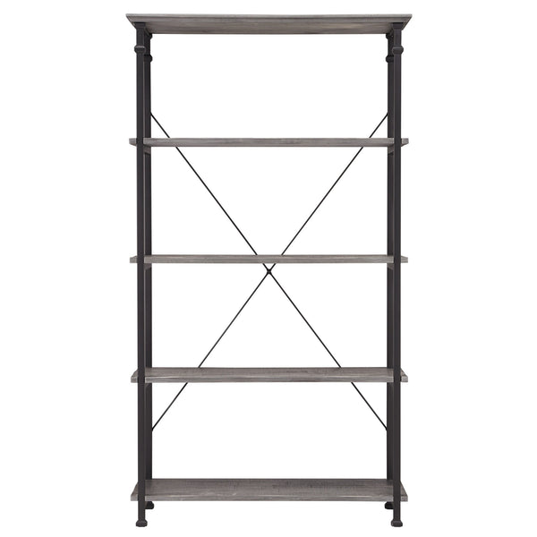 Eastfield 40 Inch Industrial Wood Bookcase with Metal Frame and 4 Shelves for Home